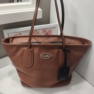 ❤️Vintage GUC Coach Taxi Crossgrain Leather Shoulder Tote Bag, Saddle Brown/Gold